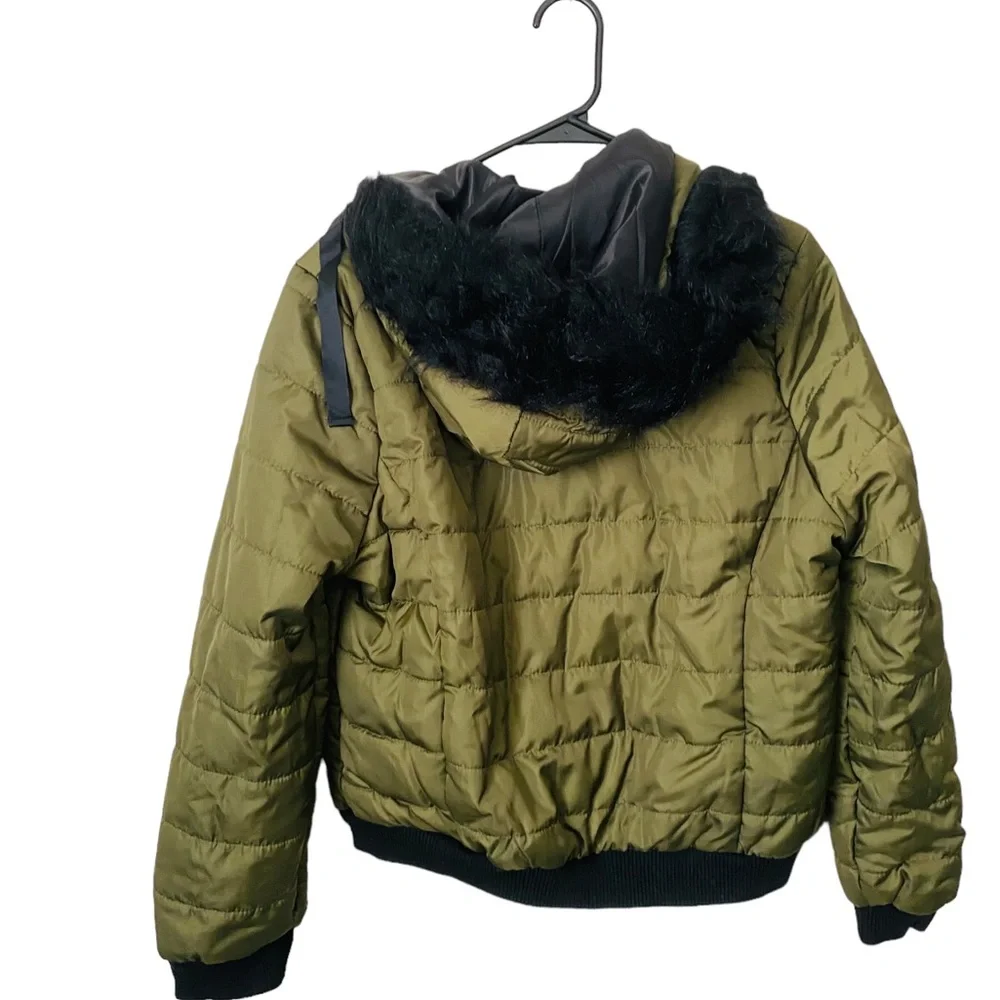 JouJou women’s faux fur lined hooded puffer down jacket - Picture 4 of 5